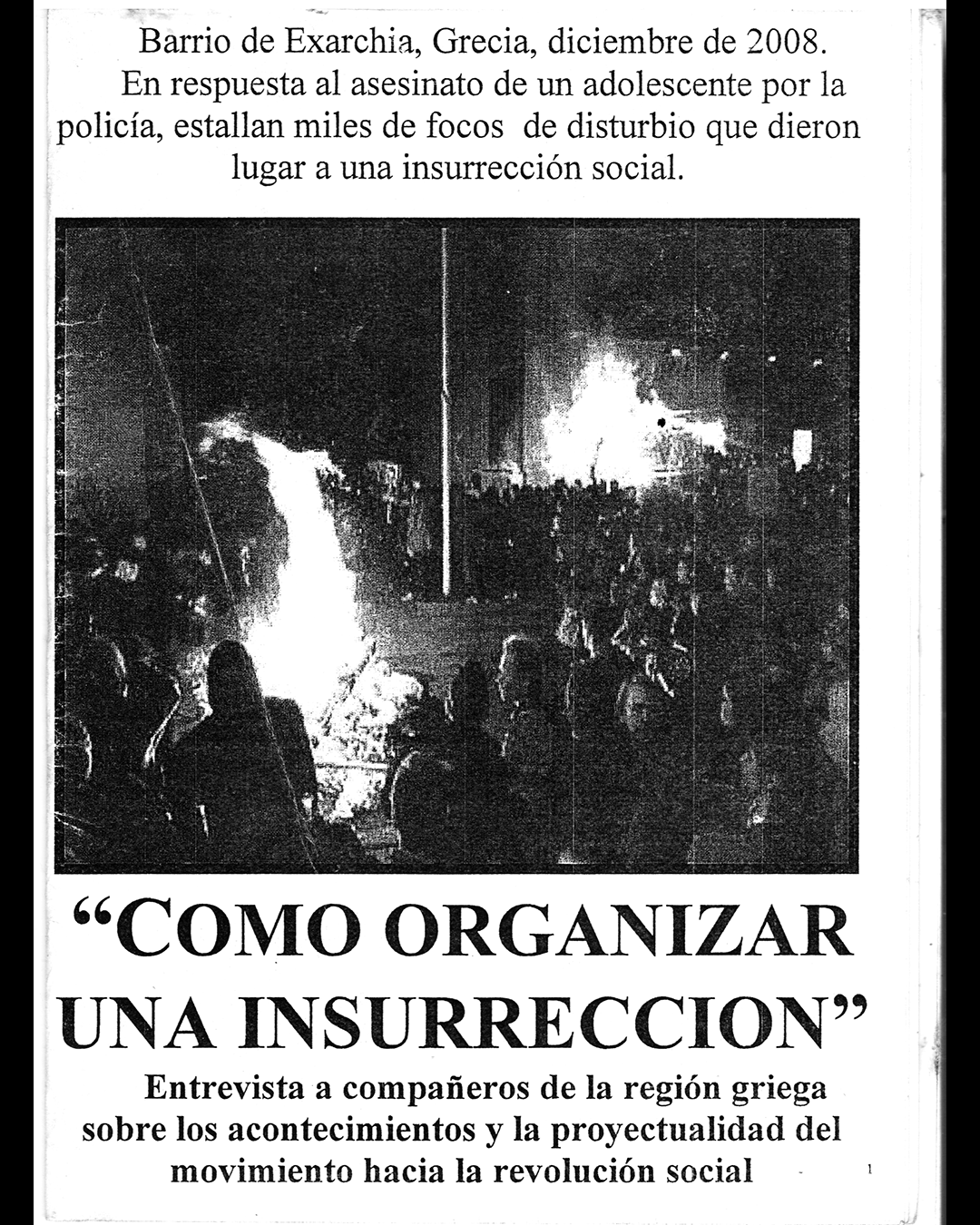 COMO ORGANIZAR UNA INSURRECCIÓN